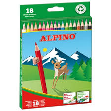Lápices colores Alpino hexagonales largos caja 18