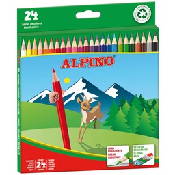 Lápices colores Alpino hexagonales largos caja 24